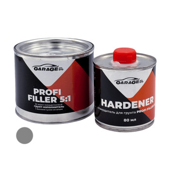 Грунт акриловий Profi Filler 5+1, сірий (0,4л+0,08л) GARAGE - фото