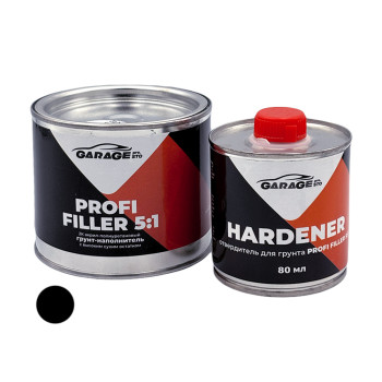 Грунт акриловий Profi Filler 5+1, чорний (0,4л+0,08л) GARAGE - фото