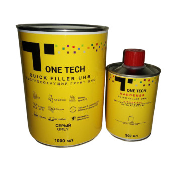 Быстросохнущий грунт Quick Filler UHS серый 1 л + отвердитель... - фото