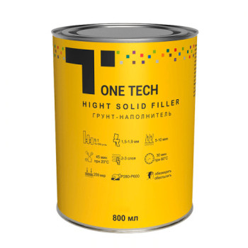 T1-FG0015-8 OneTech Hight Solid Filler HS 5:1 Grey, грунт акр... - фото